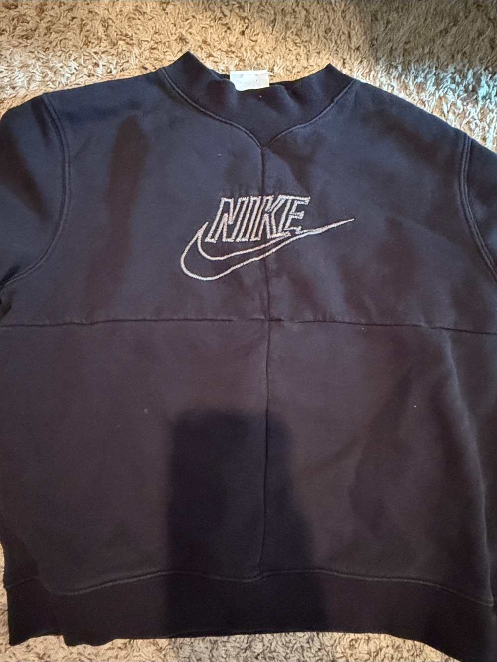 Nike Men's Dark Navy Crewneck Sweatshirt with Embroidered Logo